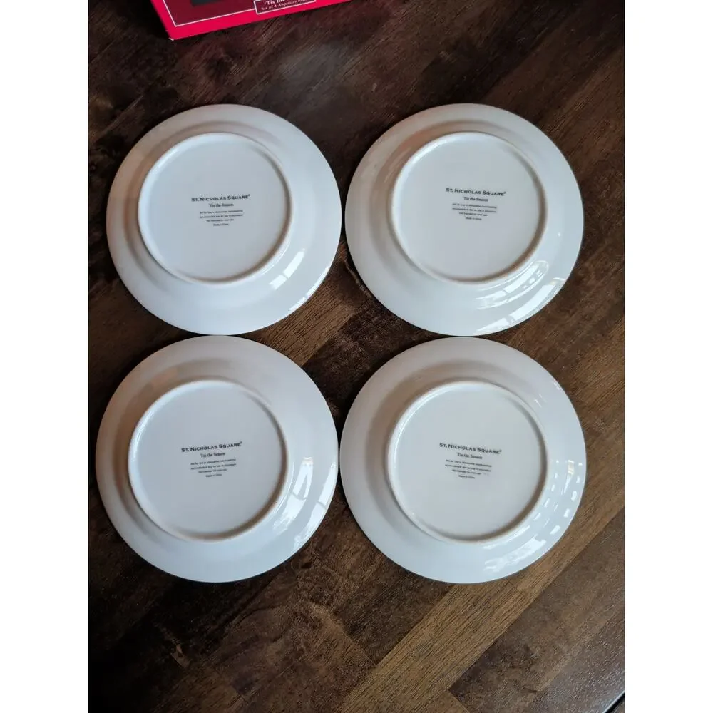 Set (4) St. Nicholas Square Tis the Season appetizer plates 6.5